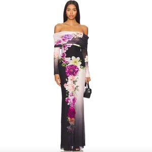 AFRM Floral Long Sleeve Dress - Black and Purple